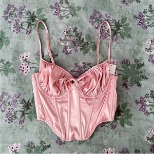 UO Out From Under Devon Pink Satin Corset Top